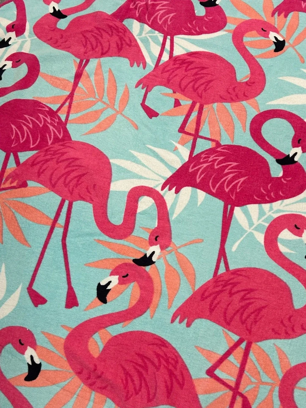 NWOT  Flamingo beach towel, 48” round